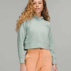 Lululemon Loungeful Cropped Silver Blue Fleece Hoodie Athleisure Sporty Active